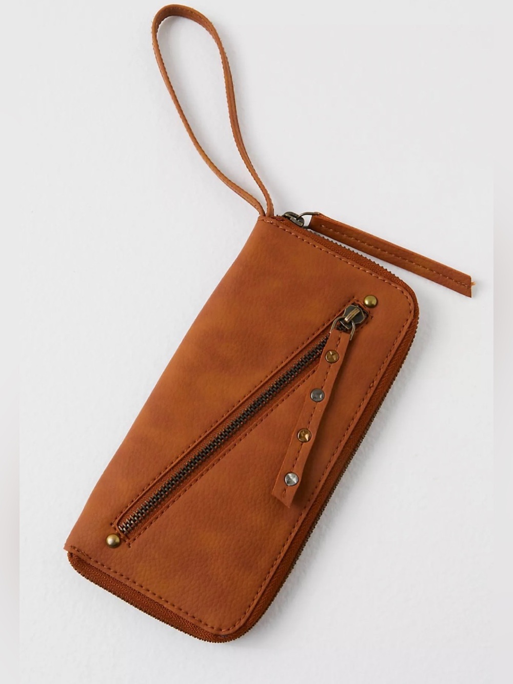 Free People Distressed Vegan Leather Zip Wallet EUC $58